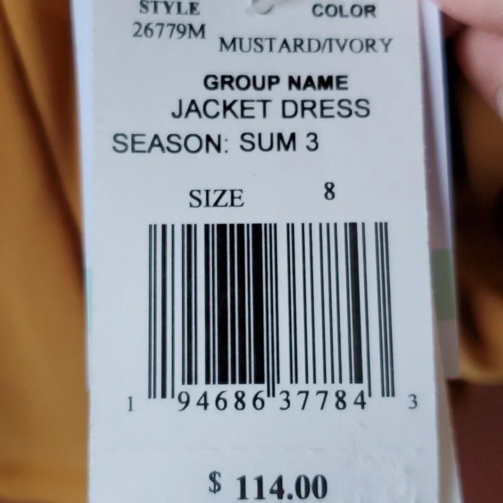 Danny & Nicole mustard jacket. Originally a 2 piece dress. Size 8 NWT